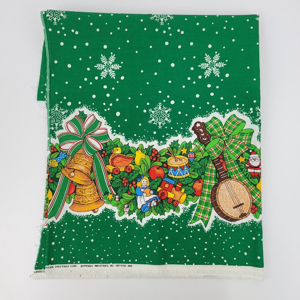 Vintage 1983 American Greetings Holiday Fabric 2yd